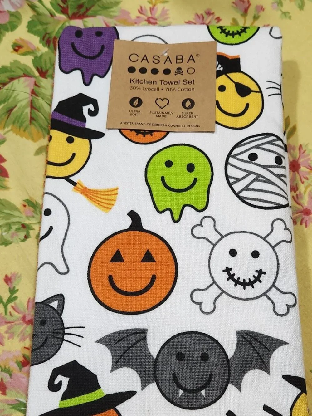 Set 3 Casaba  Festive Halloween Characters and Smiley Icons Kitchen Towel Set